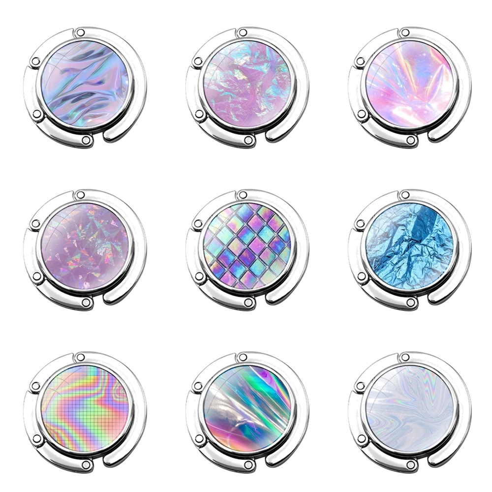 Пастельный металлический голографический переливающийся складной крючок для