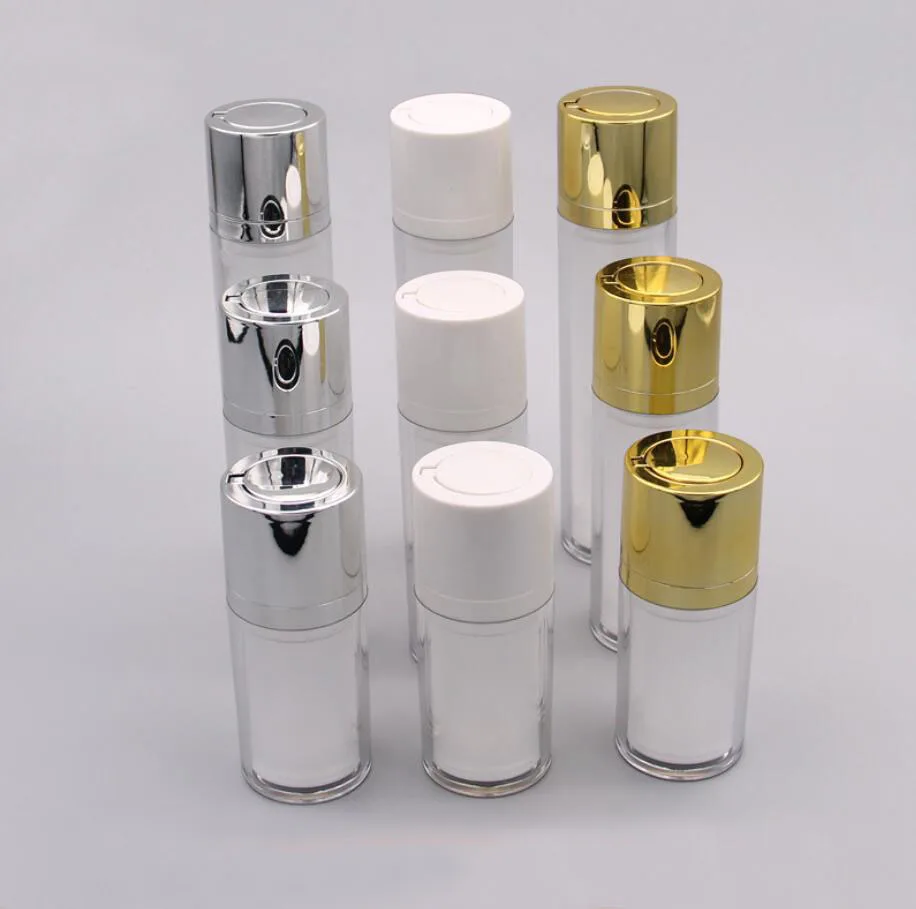 15ml  rotate plastic airless bottle gold/silver pump clear body for serum /foundationemulsion/whitening liquid essence packing