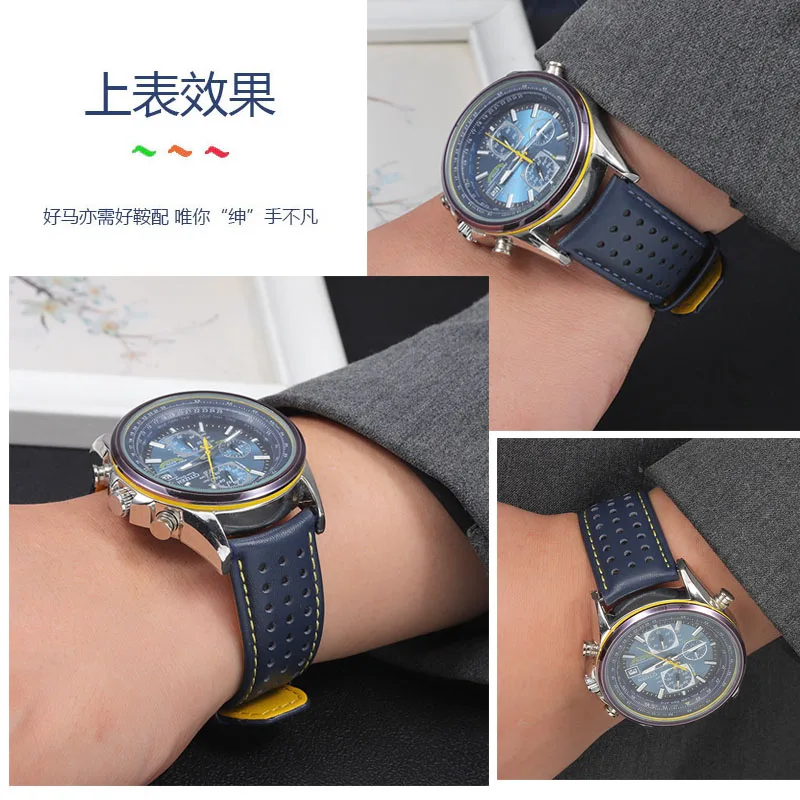 Genuine Leather Watch Strap for Citizen Blue Angel Generation AT8020-54L/JY8078 Second Generation Air Eagle Cowhide 22mm 23mm