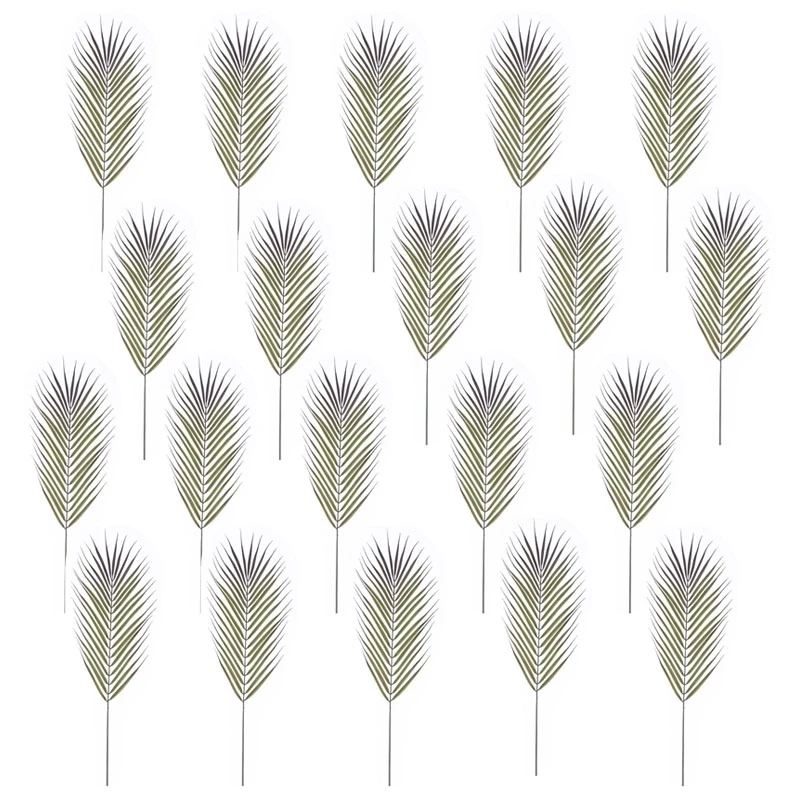 

20Pcs Simulation Plant Single Branch Palm Leaf Loose Tail Sunflower Leaf Home Wedding Living Room Flowers And Leaves