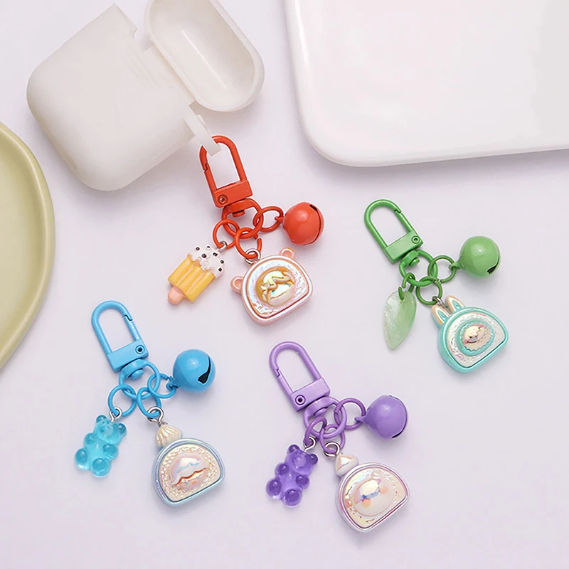 

Cute Creative Mini Donut Popsicle Keychain Cartoon Resin Bunny Pendant Keyring Men Women Couple Bag Charms Pendant Key Chain