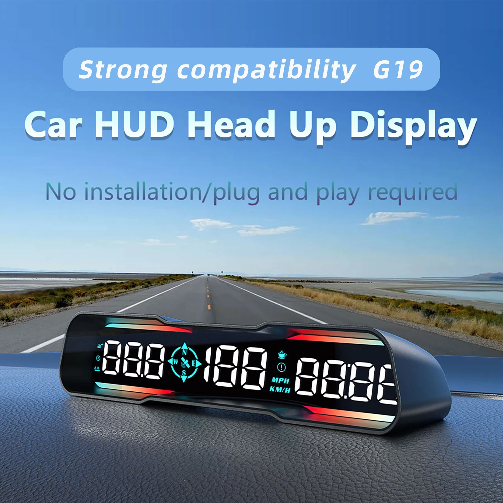 Автомобильный проекционный дисплей HUD OBD / GPS универсальный цифровой спидометр KMH