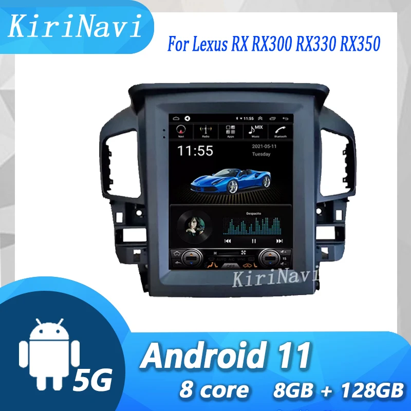 KiriNavi-reproductor de DVD para coche estilo Tesla, Radio estéreo con navegación GPS, 4G, DSP, Android 11, para Lexus RX, RX300, RX330, RX350, 1998-2004