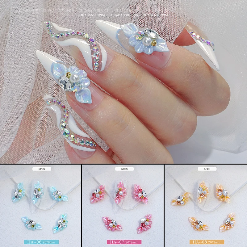 

3D Nail Art Petals Nail Rhinestone Manicure Resin Jewelry Pearl Decorative Delicate DIY Nail Art Accessories Floret Design