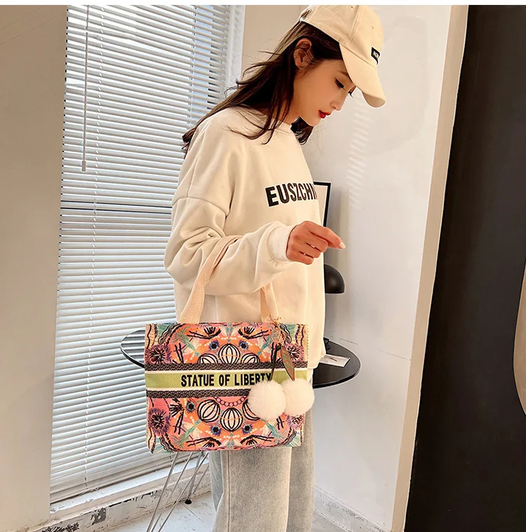 Сумка-тоут женская холщовая роскошный саквояж на плечо милый модный чемоданчик