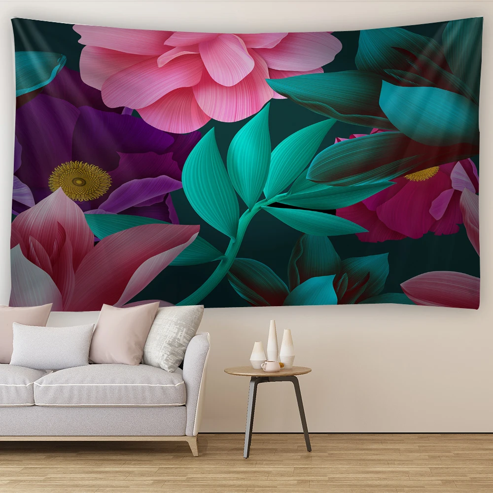 

Настенный гобелен с листьями растений и цветами, декоративное одеяло в стиле арт-деко, занавеска для украшения дома, спальни, гостиной