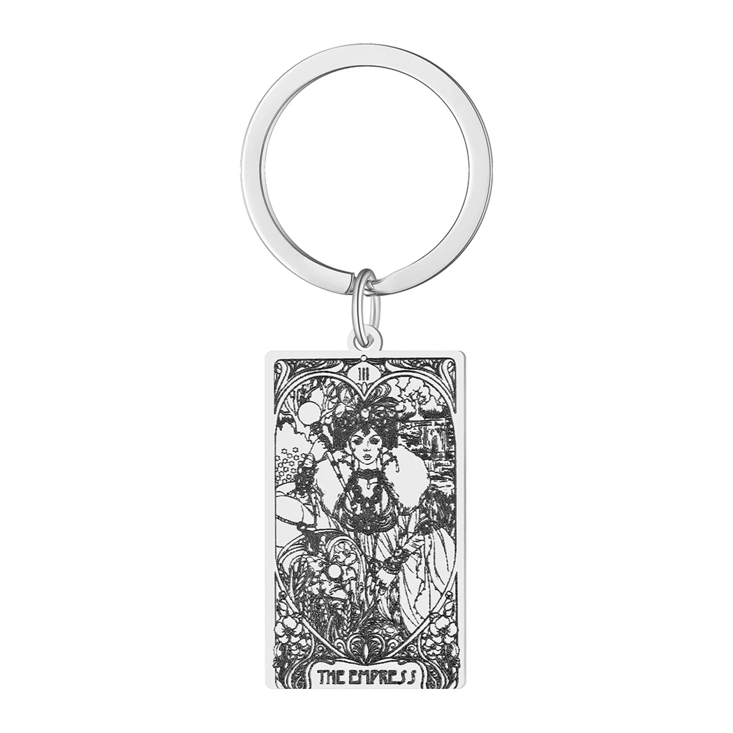 

Empress Stainless Steel Tarot Cards Keychain Send Women's Men's Keyring Jewelry Gifts Birthday Gifts