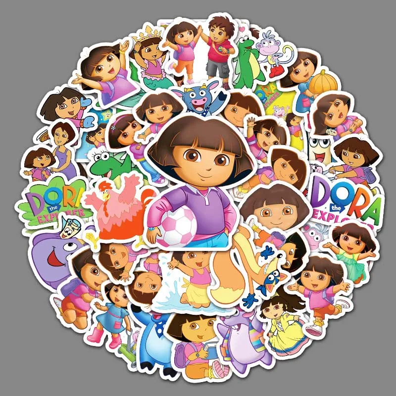 

50 шт. наклейки с тематикой Дора Explorer для украшения своими руками, наклейка на велосипед, багажник, игрушечный ноутбук, оптовая продажа