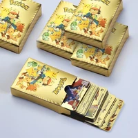 10 27 58 pcs pokemon pikachu anime magic card gold foil card animation spirit magic children toys card bag collection card gift