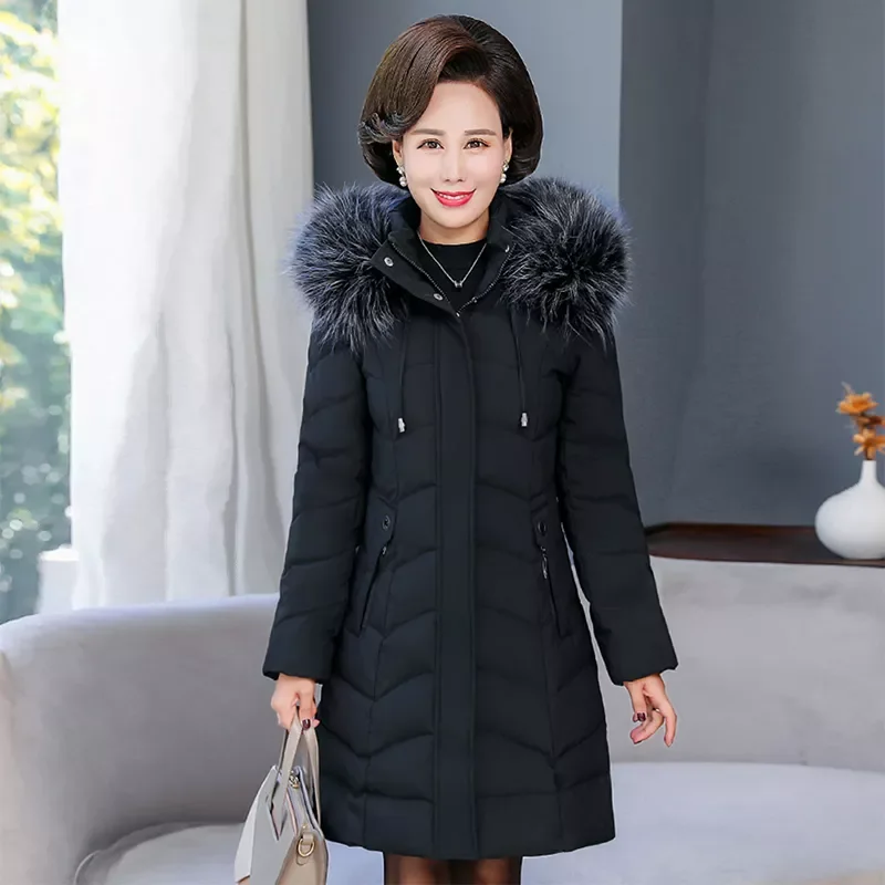 2021 Winter Women Long Parka Solid Thick Jacket Slim Hooded Fur Collar Office Ladies Coat Outwear Abrigo Mujer Invierno enlarge