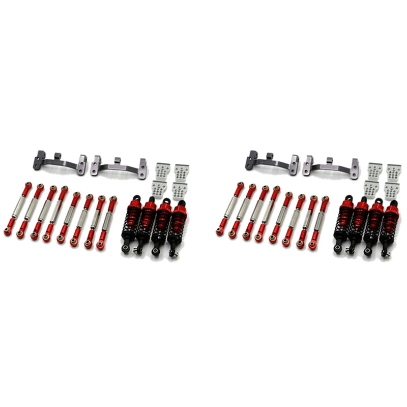 

2X Upgrade Metal Pull Rod Tie Rod Pull Rod Base Shock Absorber For WPL B14 B24 C14 C24 C34 1/16 RC Car Spare Parts,Red