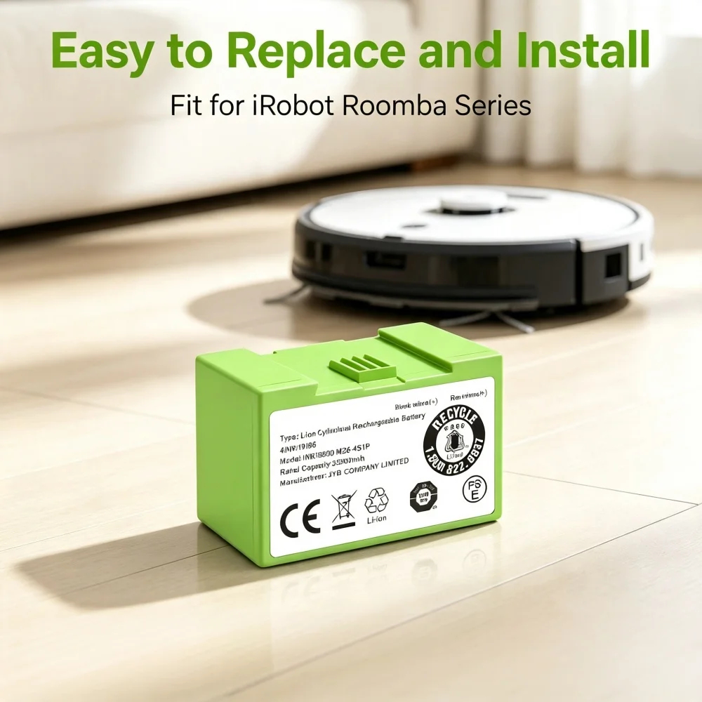 Фото Сменный литий-ионный аккумулятор 4000 мАч для i7, ASUNCELL 14.4V для iRobot Roomba серий e и i, моделей i7 / i7+ i4/i4+ i3/i3+ e5 e6 i7158. №3