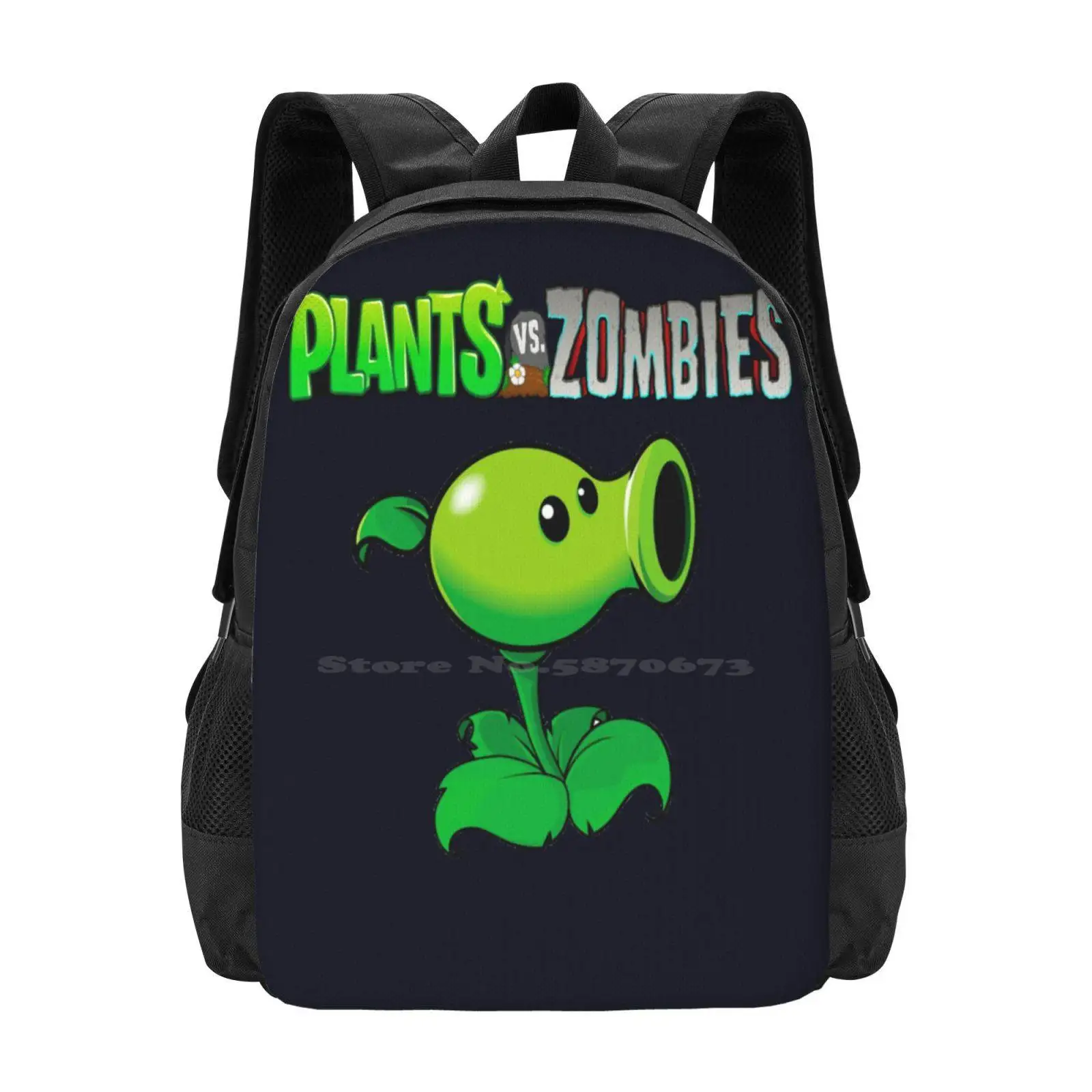 Peashooter Design | Large Capacity School Backpack Laptop Bags Warfare Garden Gaming Zombies Pea Plants Vs Kids Green