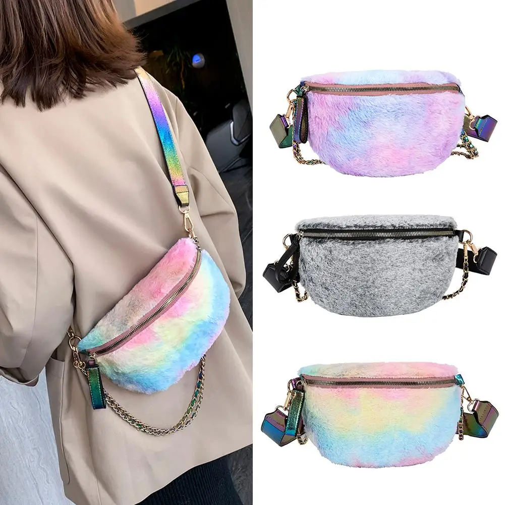 

Hot Sale Handbags Classic Delicate Semicircle Fanny Chest Shoulder Messenger Bags Ladies Plush Waist Pouch Purse Shopping