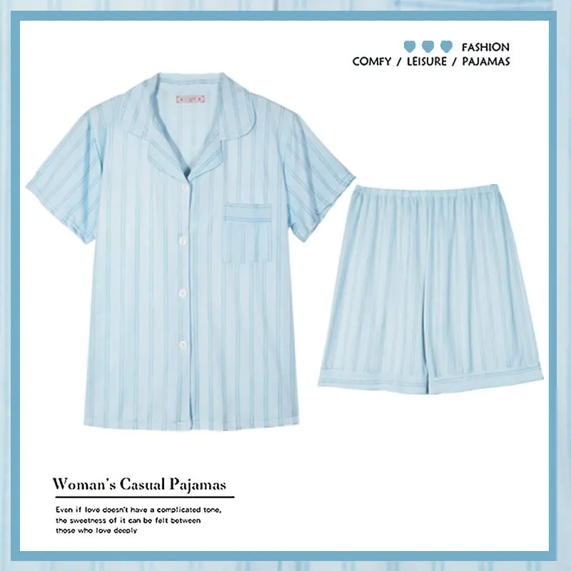 Women's Sleepwear Set Cute Print Short Set Pajamas for Women Cotton Pajama Set Sweet Short Sleeve Top & Shorts Summer Pijamas