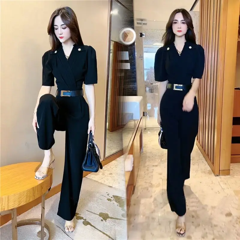 Женский комбинезон с коротким рукавом повседневный облегающий красный высокой