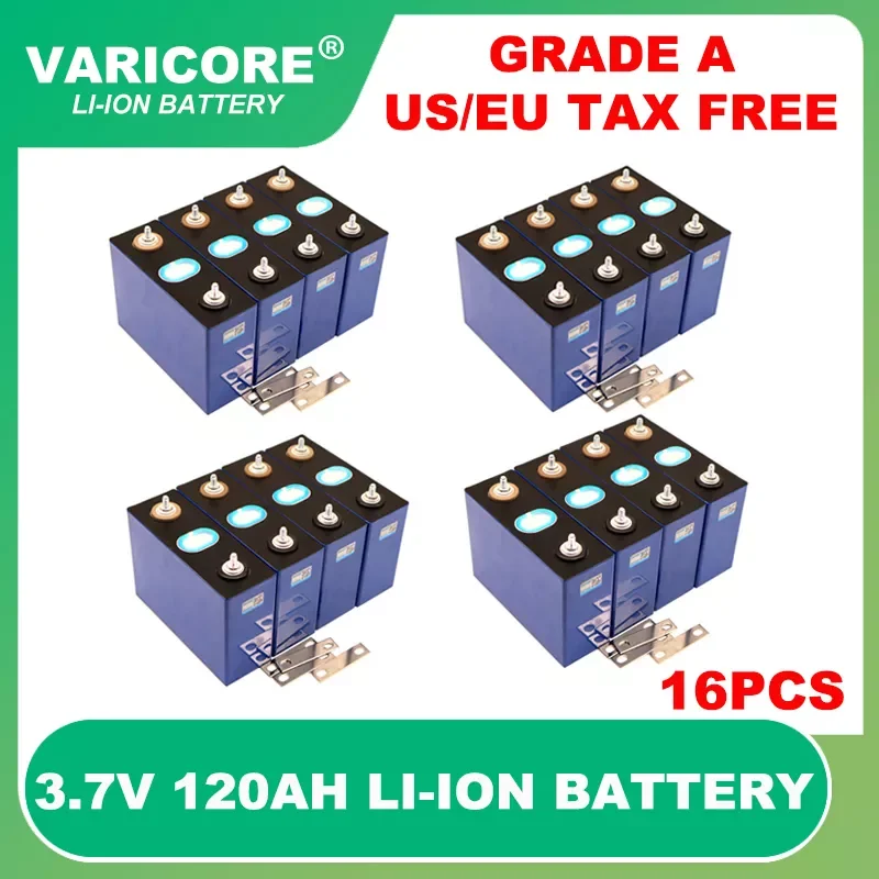 

16pcs 3.7v 120Ah Lithium battery Large single Power cell for 3s 12v 24v 36v 48v electric vehicle Off-grid Solar Wind Tax Free