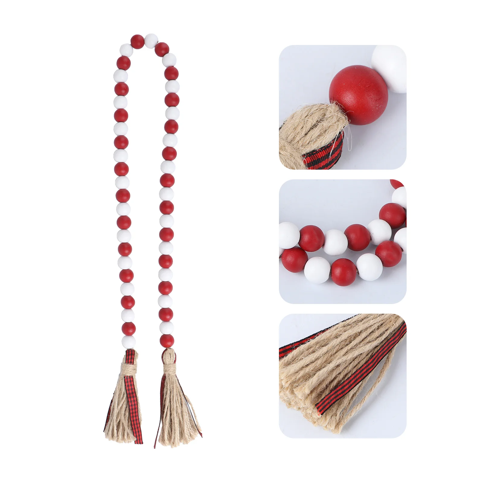 

Bead Garland Wooden Wood Beads Decor Home Rustic Tassel Wreath Hanging Farmhouse Decoration Ornament Pendant Wall String