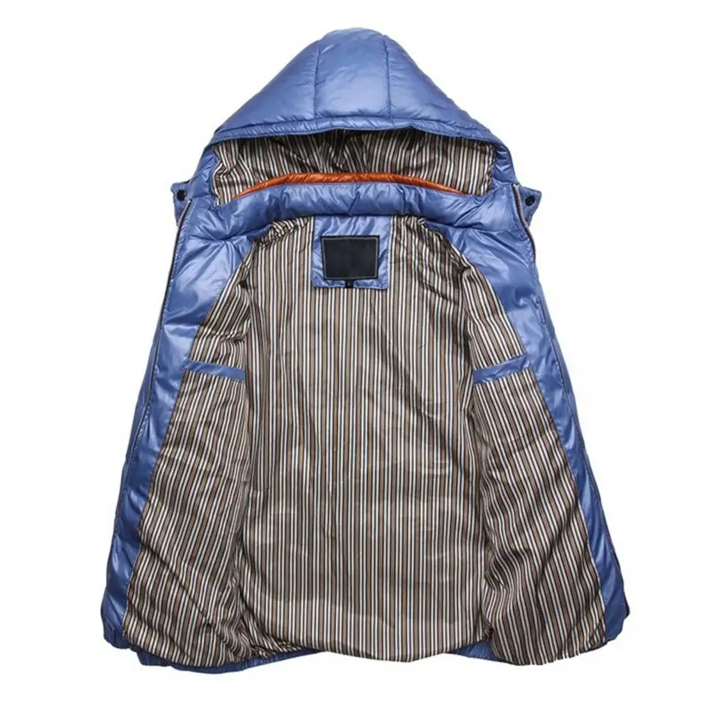 Men Outerwear Cotton Padded Breathable All Match Hood Pockets Overcoat   Male Coat  for Daily Wear