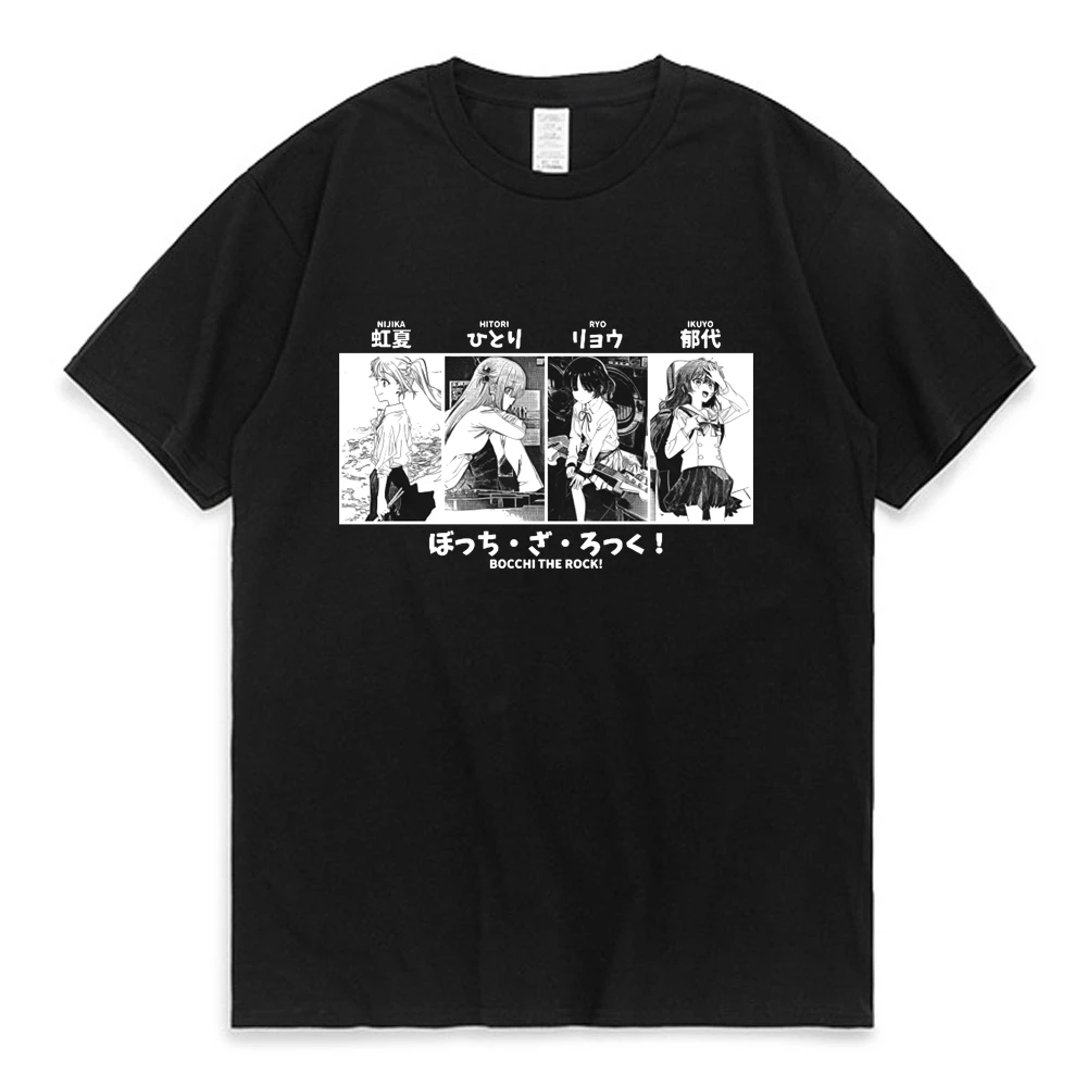 

Anime Bocchi The Rock T-shirt Funny Hitori Gotoh Yamada Ryo Kita Ikuyo Ijichi Nijika Tshirts Summer Cotton Oversized T-shirt Men