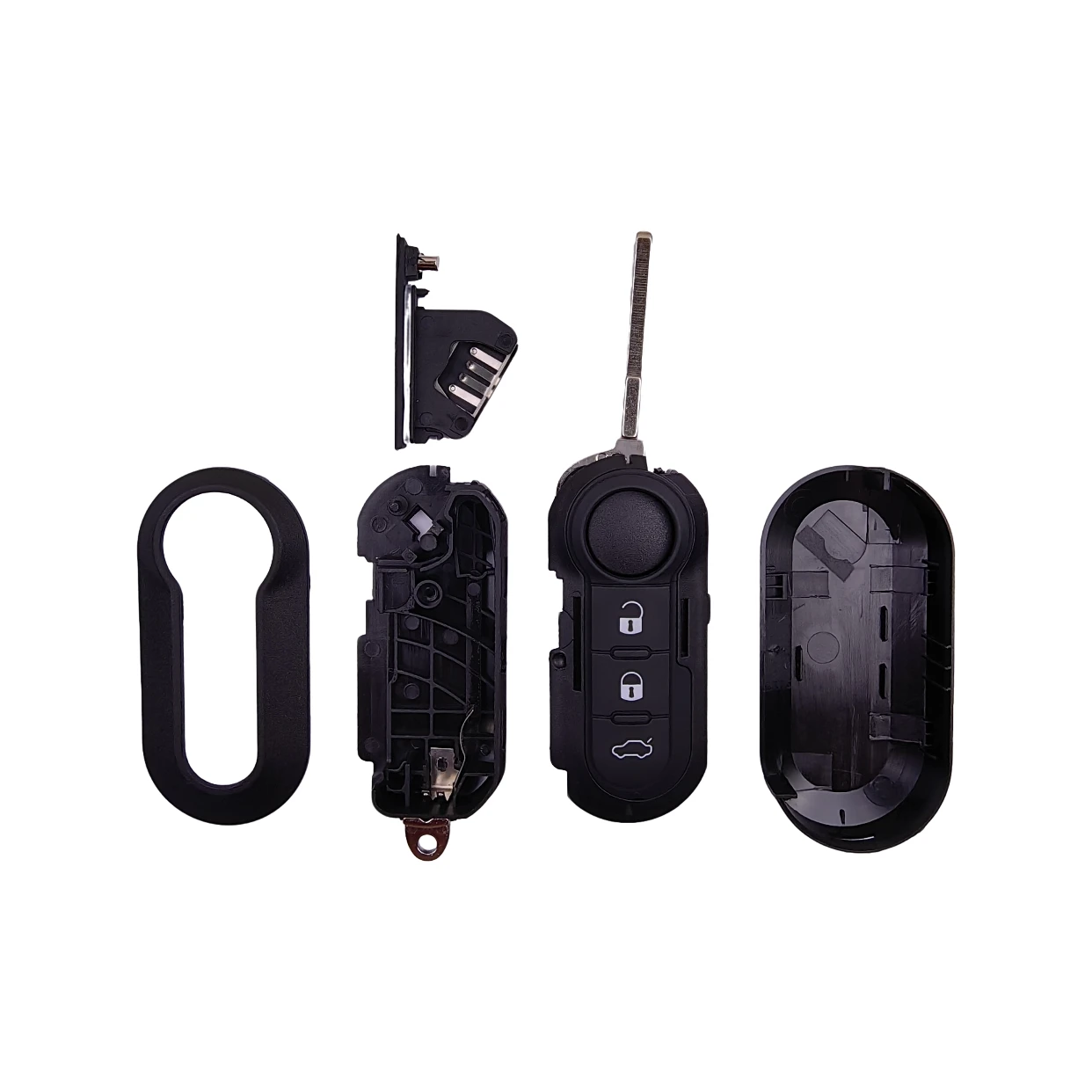 Фото Новый корпус ключа-брелока без платы PCB для Fiat 500, Panda, Punto, Bravo, Ducato, Peugeot Boxer, Citroen Jumper с необработанным лезвием SIP22 №4