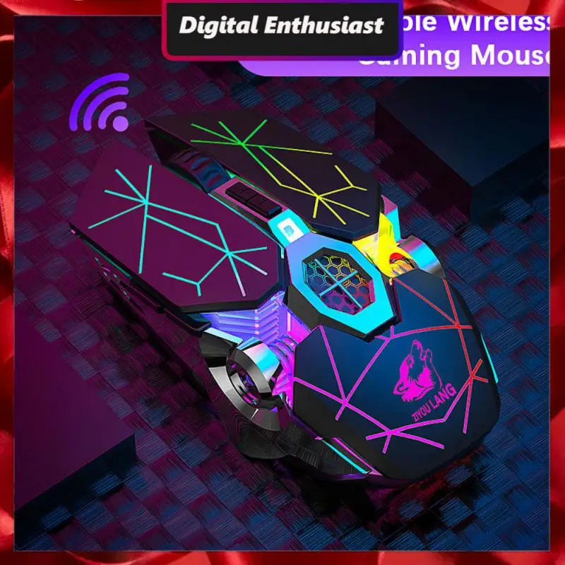 

Mute Mice Mechanical Mouse 6-color Breathing Light Wireless Mouse Water-cooled Luminous Charging Mice Game Mouse