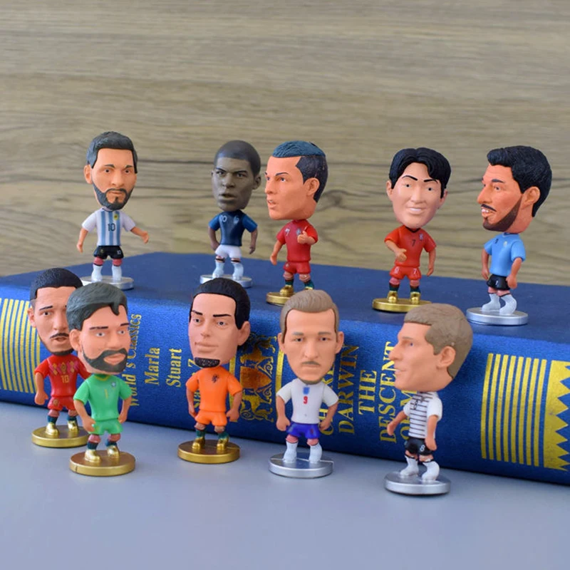 Mini Football Player Car Ornaments Collection Doll Star Sports Action Figures Souvenirs Toys Fans Gifts