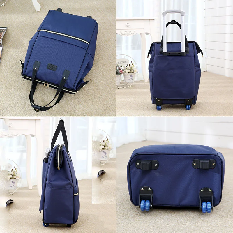 Women Business Travel Trolley Bags travel Backpacks with wheels luggage trolley backpack Mochila Oxford Rolling Baggage Suitcase