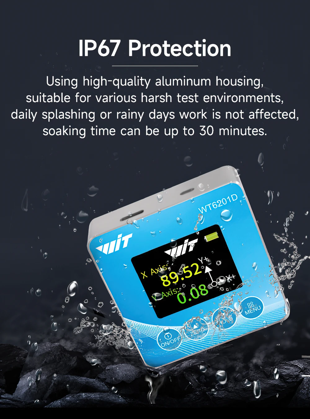 Фото Инклинометр WITMOTION WT6201D с цифровым дисплеем, высокоточный с магнитной водонепроницаемой линейкой, маленький объем, степень водонепроницаемо... №4