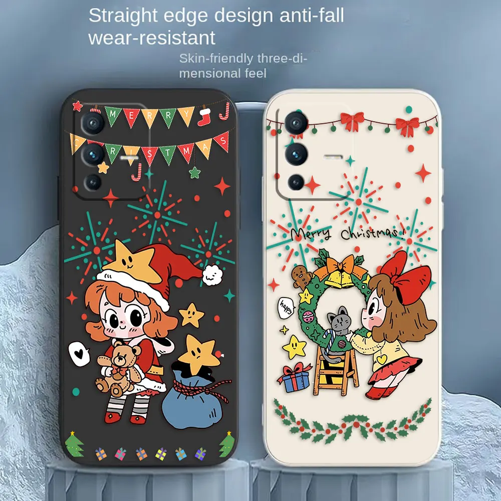 

Merry Christmas Girl Phone Case For VIVO S1 S5 S6 S7 S9 S9E S10 S12 S15 S16 S16E V29 V20 V21 V23 V25 V27 PRO 5G Case Funda Shell