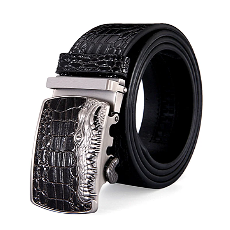 Men Belt Genuine Leather Crocodile Automatic Buckle High Quality Business Waistband Black Male Belt Jeans Fashion Belts Gentry