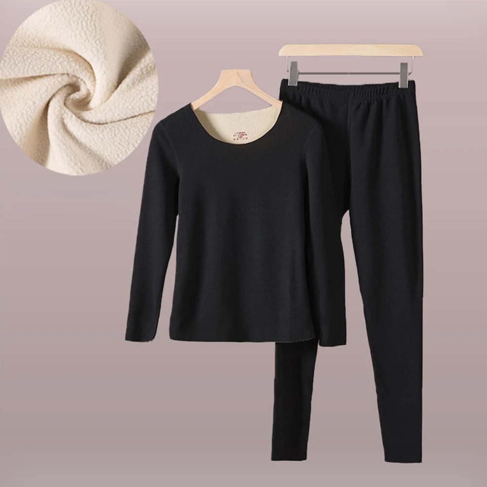 Winter Cashmere Thermal Heated Underwear Set Keep Warm Pajama Suit Warm Lingerie Unisex Thermal Top And Trousers Clothing Set