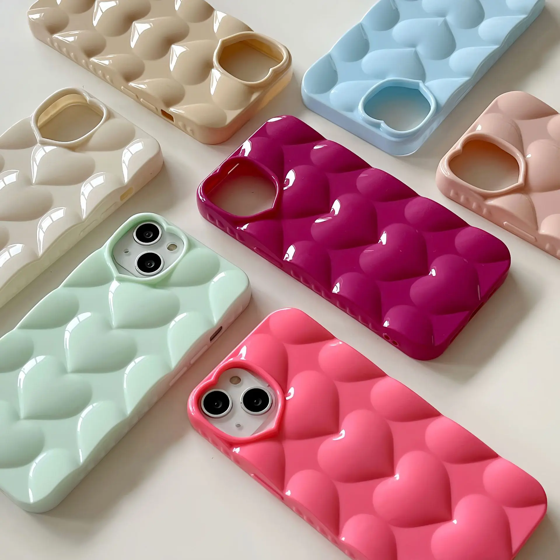 

Simple Solid Color Love Heart Lens soft Silicone Protective Phone Case for iPhone 14 13 12 Pro Max 12 13 14 Pro 11 12 13 14