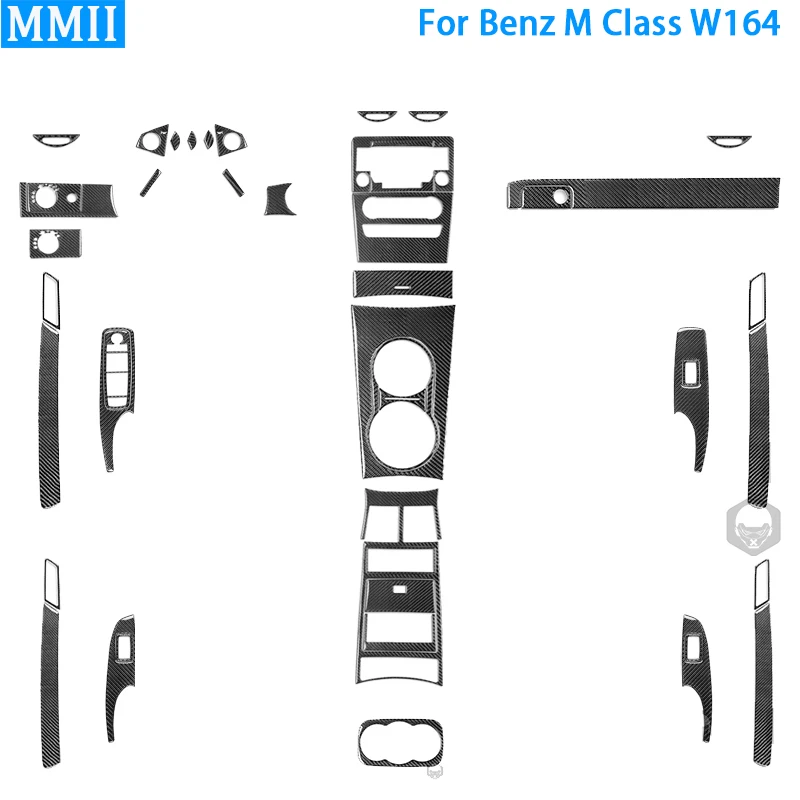 

RRX Настоящее углеродное волокно для Mercedes-Benz W164 2005-2011 M класс Автомобильная центральная консоль Передняя панель двери AC CD отделка крышка накл...
