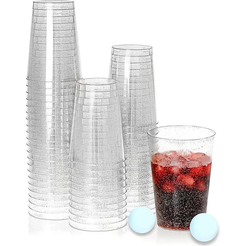 

Прозрачные пластиковые чашки, серебристые блестящие пластиковые стаканы, многоразовые чашки для напитков, бокалы для вина, вечеринки, для ш...