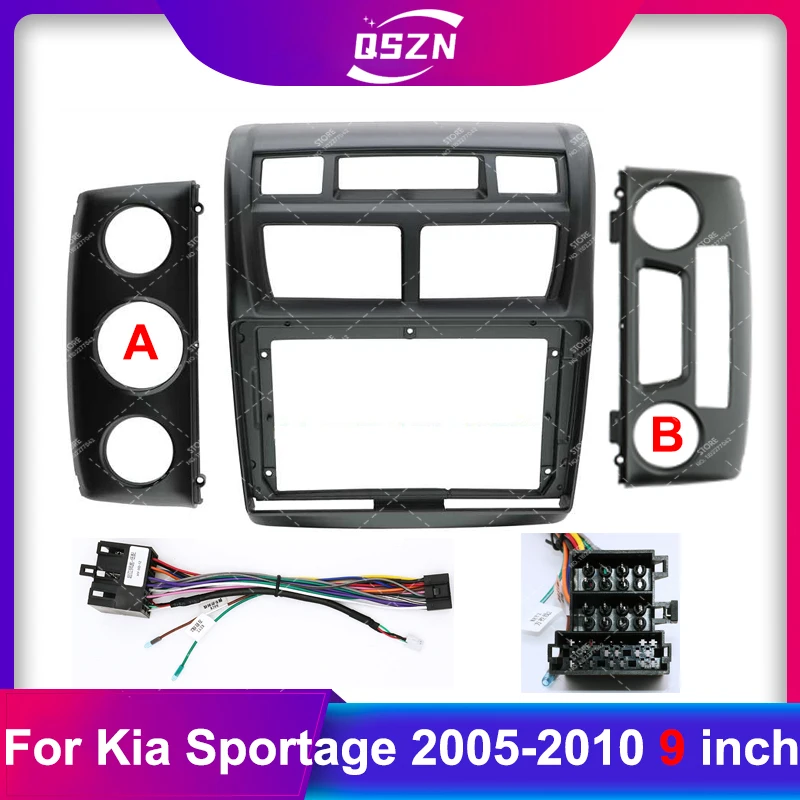 

9-дюймовый автомобильный радиоприемник для Kia Sportage 2005-2010 (ручной переменный/автоматический переменный ток), рамка для автомобильного DVD, заводской аудио фитинг, адаптер, Отделка приборной панели