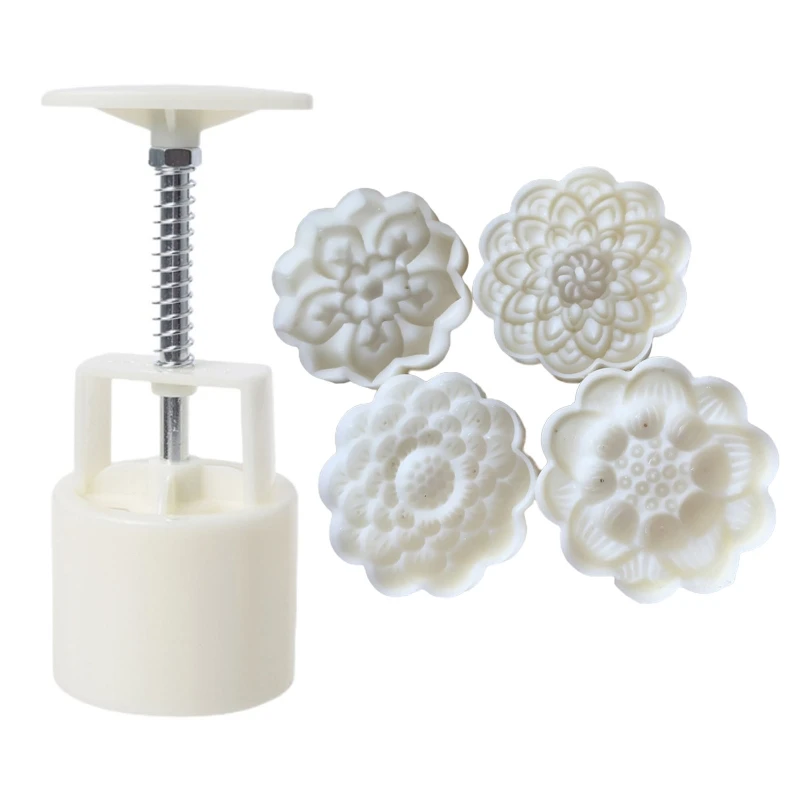 

75g Cute Lotus Shape Pastry Moulds Mooncake Molds Mooncake Mould Hand Pressure Tool Plastic Material Baking Accessories