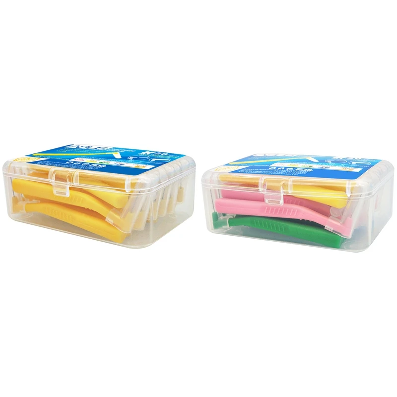 

ASUS 2 Set L Shape Push-Pull Interdental Brush 20Pcs/Box Oral Care Teeth Whitening Tooth Yellow & Mixing