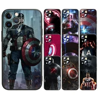art marvel captain america for apple iphone 13 12 mini 11 xs pro max x xr 8 7 6 plus se 2020 5 black soft tpu capa phone case