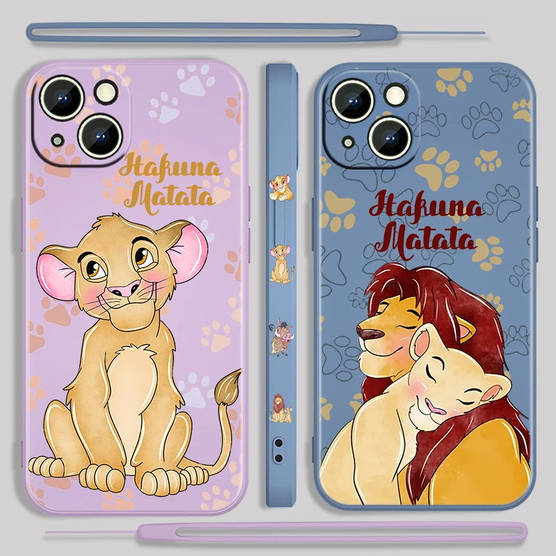 

The Lion King Cute For Apple iPhone 14 13 12 Mini 11 Pro XS MAX XR X 8 7 6S Plus Liquid Left Rope Soft Phone Case Coque Capa