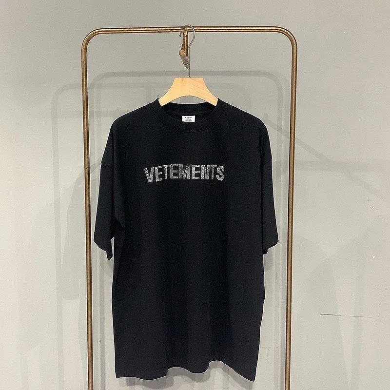 

VTM Diamond Logo Short Sleeves Pure Cotton High Quality Oversized Black Summer Tops