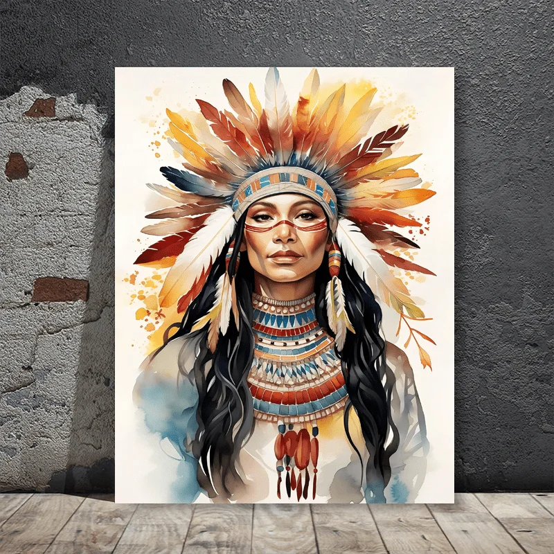 Картина на холсте с деревянной рамкой 1 шт. Искусство индейцев Холст для девушек