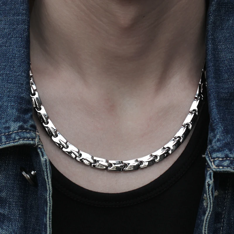 Мужское ожерелье из чистого титана антиаллергенное золото не выцветает
