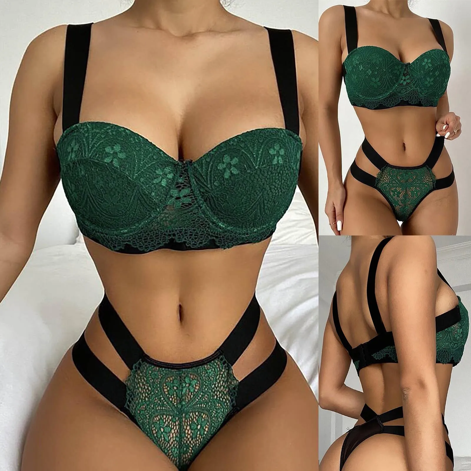 

2022 New Seamless Bra Lace Sexy Lingerie Sets Woman Push Up Bra Bra & Brief Set Erotic Underwear See Through Teddy Lingerie Sets