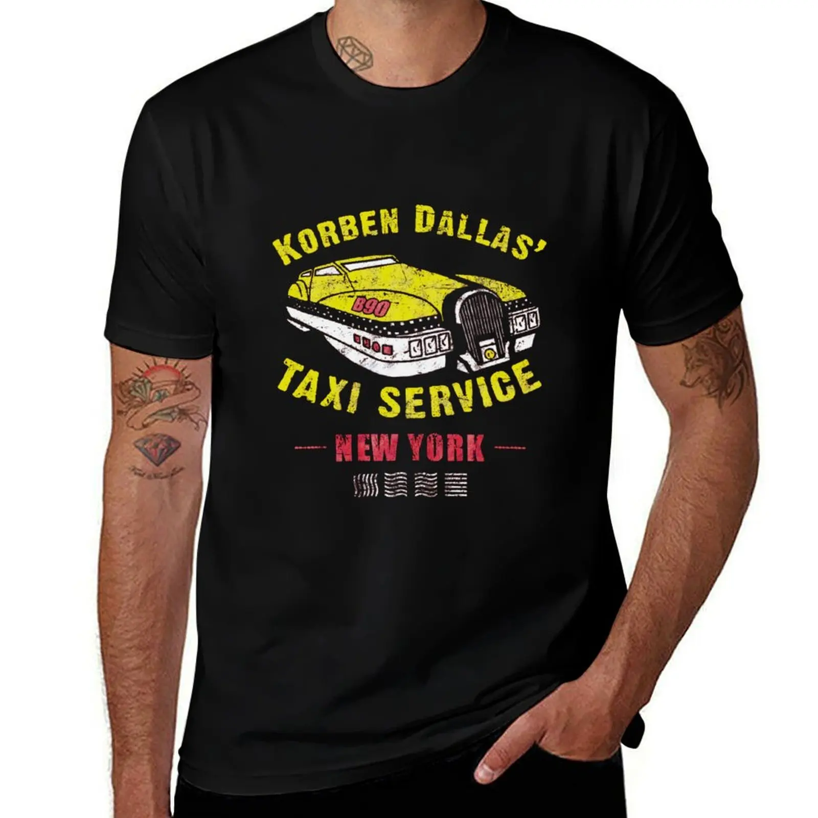 Фото Футболка Korben Dallas Taxi (для черных рубашек) — городская повседневная футболка свободного кроя №1