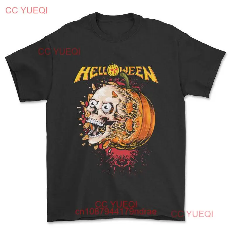Черная хлопковая Футболка с черепом Helloween Band ET644018