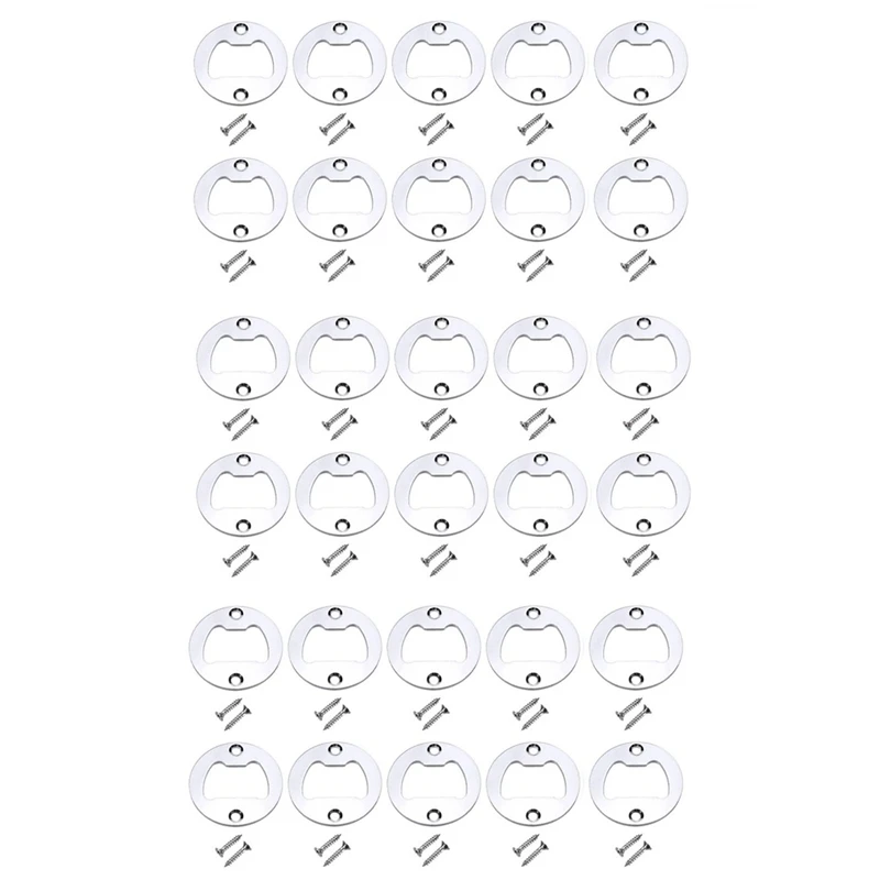 

30PCS Bottle Opener Insert Bottle Opener Plug-In Stainless Steel Round DIY Bottle Opener Hardware With Screws