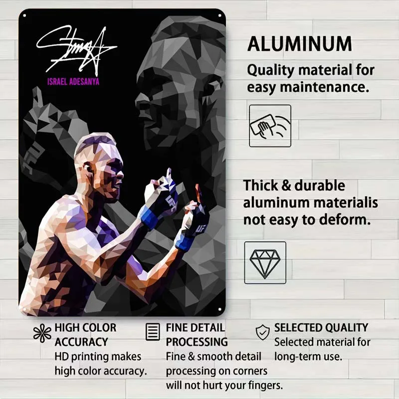 Израиль Адesanya спортивный металлический постер украшения для дома металлические