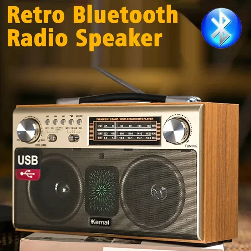 Фото MD-1702B Многодиапазонное Bluetooth FM-радио с высокой громкостью, перезаряжаемые портативные Bluetooth-колонки для улицы, настольная аудиосистема с поддержкой TF/USB №5