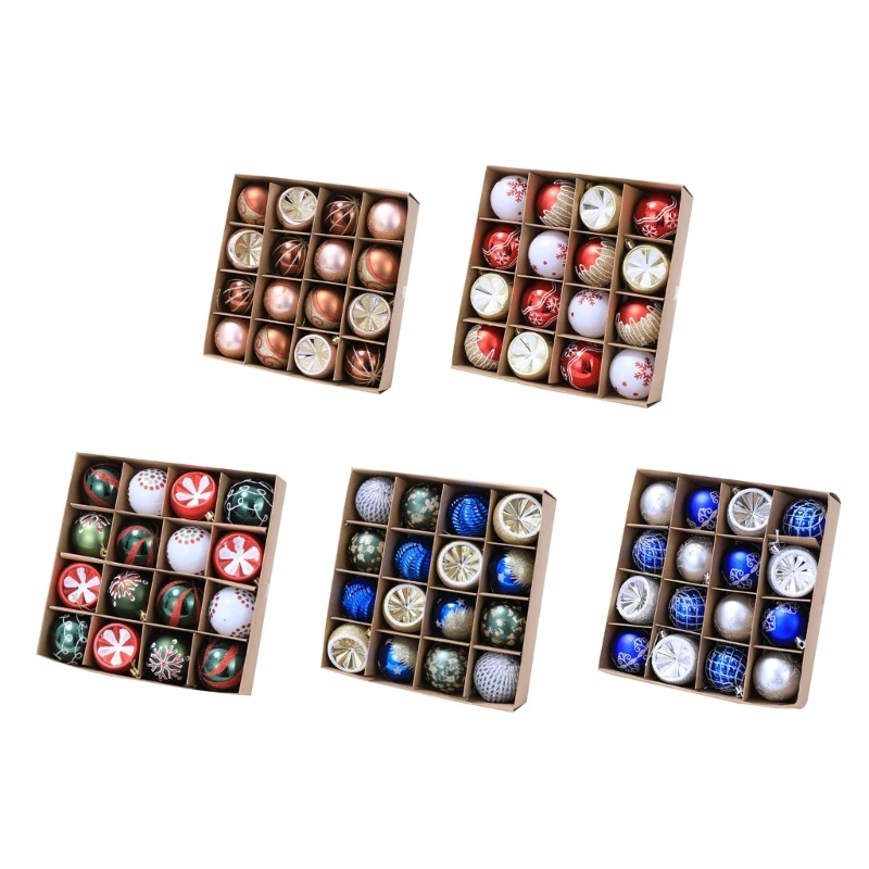 

16 шт., пластиковые подвесные шары для украшения ёлки